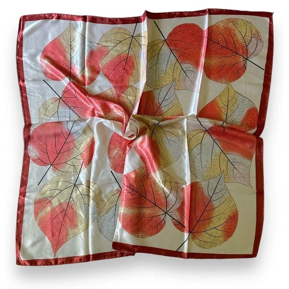 Orange Fall Leaves Scarf 35” X 35” Women Scarve Boho